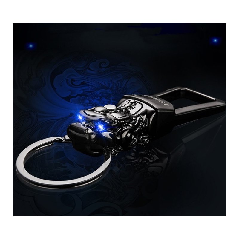 LED Light Chinese Brave Troop Model Car Keychain Key Ring Automobiles Car Styling Buckle Black nickel