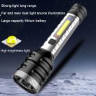 LED Mini Flashlight With Power Indicator Light 5 Modes Telescopic Zoomable TYPE-C USB Charging Hand Lantern For Camping Emergencies Hiking silver