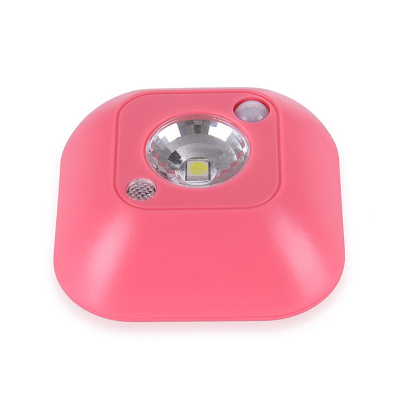 LED Motion Sensor Night Light, Mini Wireless Ceiling Night Lamp, Battery Powered Porch Cabinet Lamps with Infrared Motion Sensor + Light Control Pink