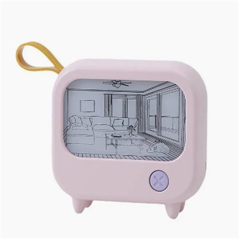 LED Night Light Cute TV Painting Design Learning Table Lamp USB Charging 2-Level Lighting Mini Desktop Light Birthday Gift