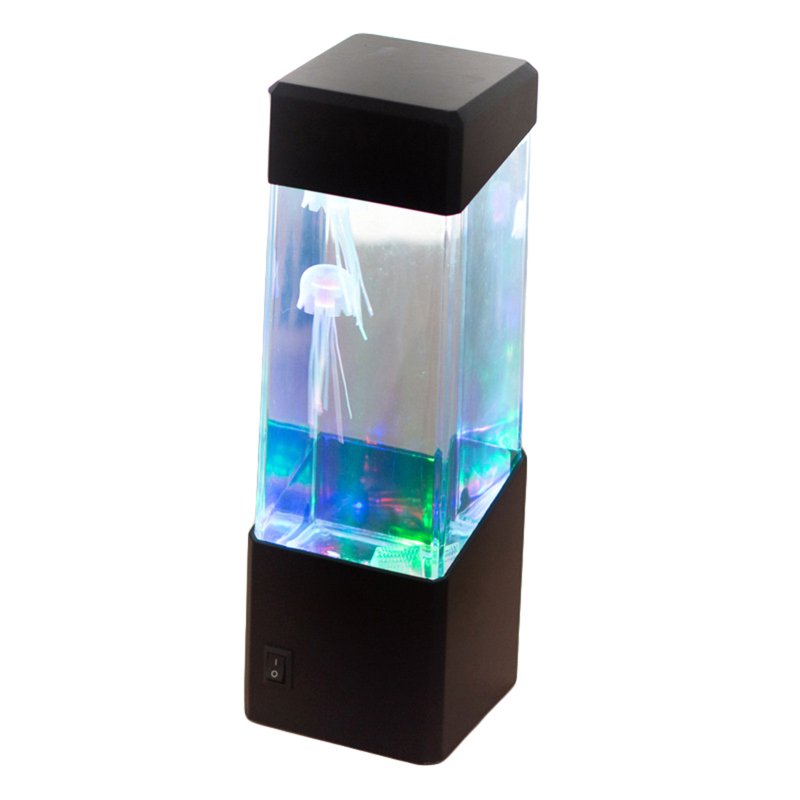 LED Night Light Simulation Jellyfish Night Lamp With Button Switch Nursery Night Light USB Powered Bedside Table Lamp For Office Bedroom Living Room Square jellyfish lamp
