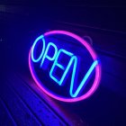 LED OPEN Light Signs Battery/USB Powered Hanging Luminous Signs Decorative Lamp For Bar Restaurant Coffee Shop Decoration Out pink + inner blue