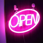 LED OPEN Light Signs Battery/USB Powered Hanging Luminous Signs Decorative Lamp For Bar Restaurant Coffee Shop Decoration pink