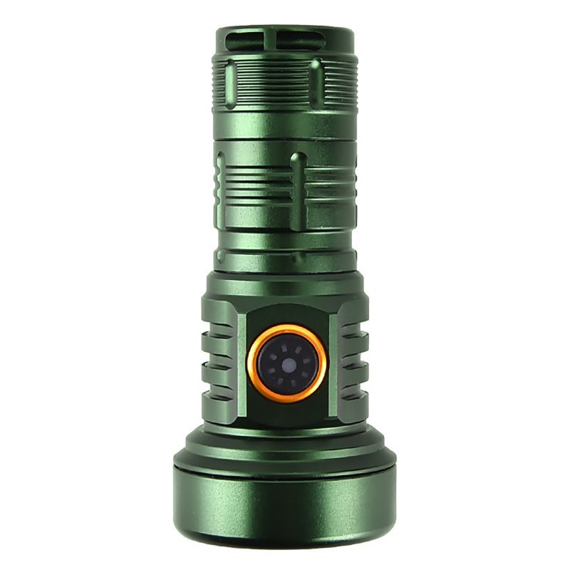 LED Outdoor Flashlight Lightweight Torch Type-C Rechargeable Aluminum Alloy Lamp Waterproof Lantern White Red Light High Lumens Flashlight For Home Outdoor Camping Fishing green