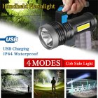 LED Outdoor Mini Flashlight With Handle 1000LM Super Bright USB Rechargeable Searchlight For Camping Emergencies Hiking black