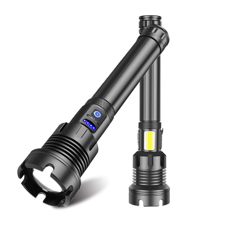 LED P90+COB Long Flashlight Waterproof Hard Oxidation I / O Flashlight black_Model 1690