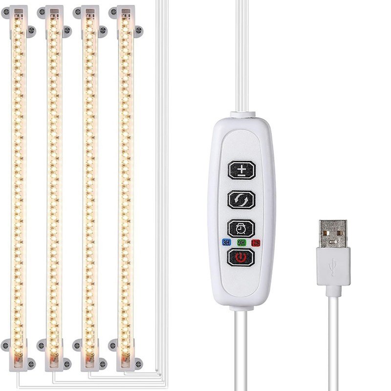 LED Plant Grow Light Strips Full Spectrum USB Auto ON/Off Timer 9 Dimmable Levels Sunlike Grow Lamp For Indoor Plants Strip 2 heads
