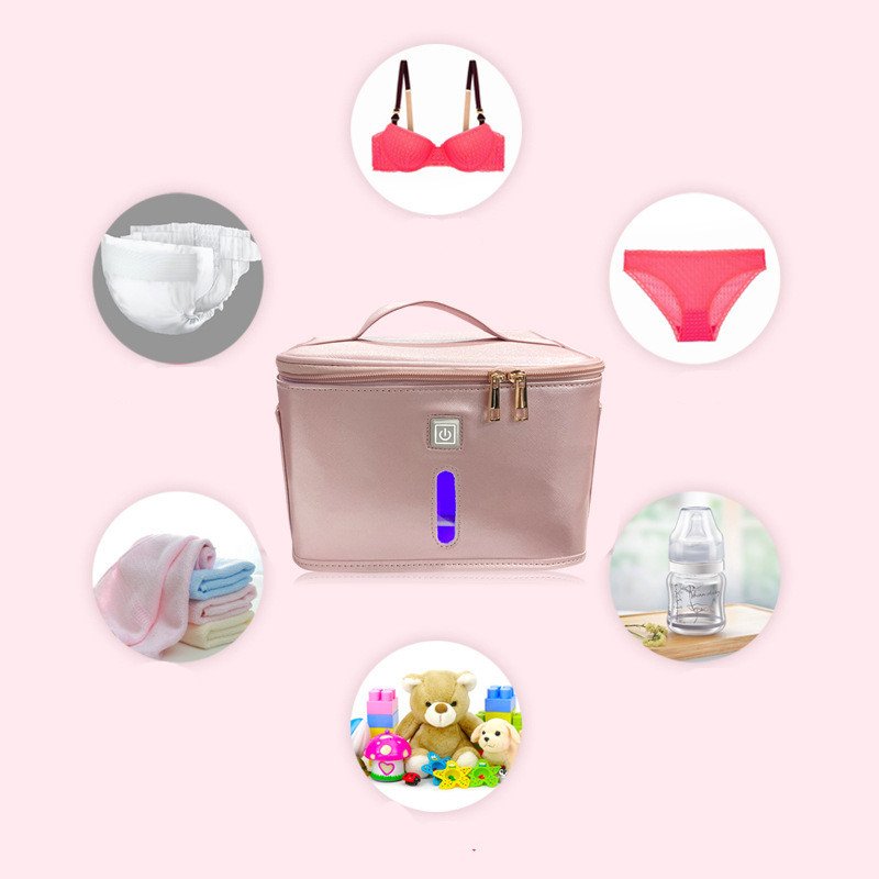 LED Purple Light Disinfection Bag UV 59 Seconds Odor Removal Storage Box for Home Pink