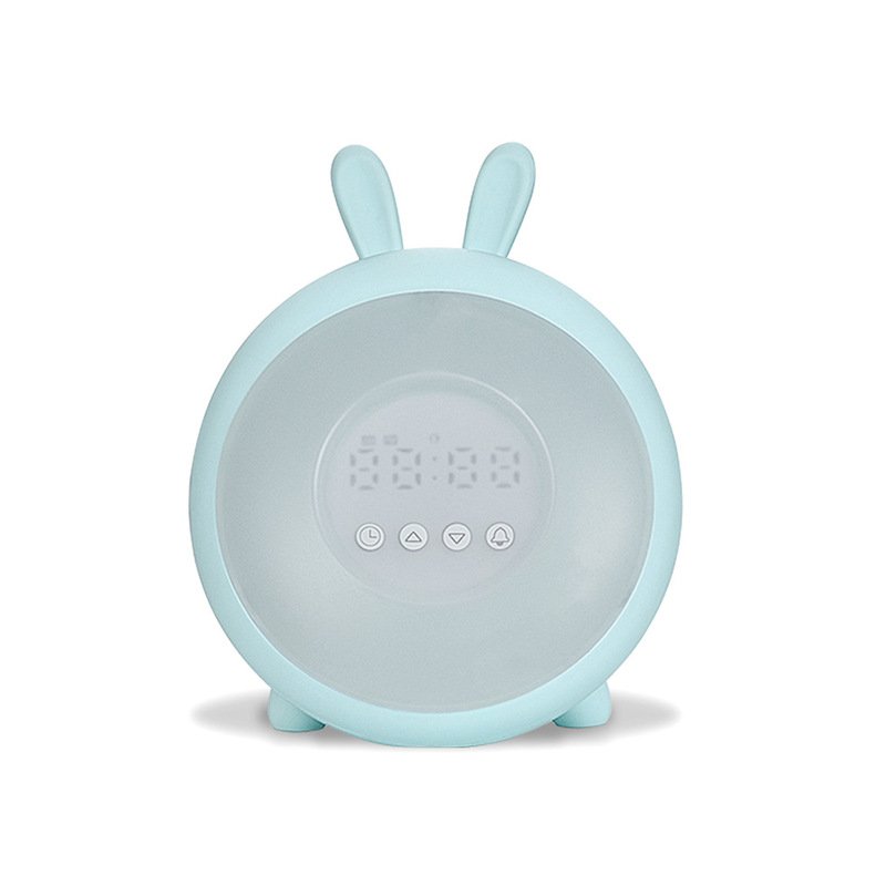 LED Rabbit Dream Time Sleeping Wake up Light Desk Bedside Alarm Clock Lamp Rechargable for Bedroom Decoration blue