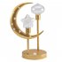 LED Ramadan Moon Star Table Lamp Battery Operated Hollow Out Light Frame Dual Head Night Light For Bedroom Living Room Christmas Decor Warm White