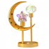 LED Ramadan Moon Star Table Lamp Battery Operated Hollow Out Light Frame Dual Head Night Light For Bedroom Living Room Christmas Decor Warm White