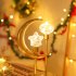 LED Ramadan Moon Star Table Lamp Battery Operated Hollow Out Light Frame Dual Head Night Light For Bedroom Living Room Christmas Decor Warm White