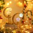 LED Ramadan Moon Star Table Lamp Battery Operated Hollow Out Light Frame Dual Head Night Light For Bedroom Living Room Christmas Decor Warm White