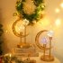 LED Ramadan Moon Star Table Lamp Battery Operated Hollow Out Light Frame Dual Head Night Light For Bedroom Living Room Christmas Decor Warm White