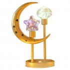 LED Ramadan Moon Star Table Lamp Battery Operated Hollow Out Light Frame Dual Head Night Light For Bedroom Living Room Christmas Decor Four colors