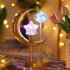 LED Ramadan Moon Star Table Lamp Battery Operated Hollow Out Light Frame Dual Head Night Light For Bedroom Living Room Christmas Decor Warm White