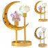 LED Ramadan Moon Star Table Lamp Battery Operated Hollow Out Light Frame Dual Head Night Light For Bedroom Living Room Christmas Decor Warm White