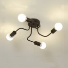 LED Retro Wrought Iron Ceiling Light 4 Heads Lamp for Home Restaurant Dinning Cafe Bar Room Decor black_Warm white light with light source
