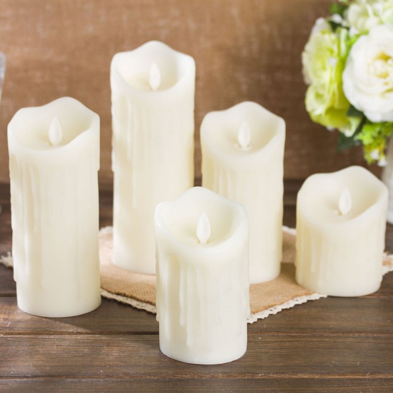 LED Simulate Flameless Electric Candle for Home Wedding Decor Warm Yellow Light 7.5x17.5cm