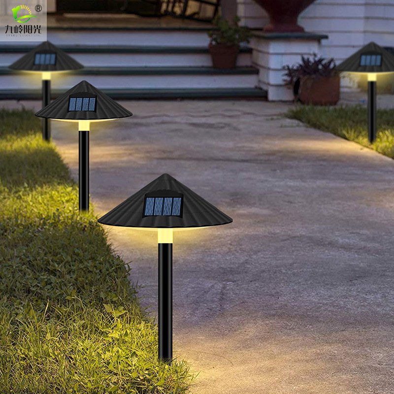 LED Solar Lawn Lamp Outdoor Waterproof Mushroom Light Control for Garden Landscape Decor warm light