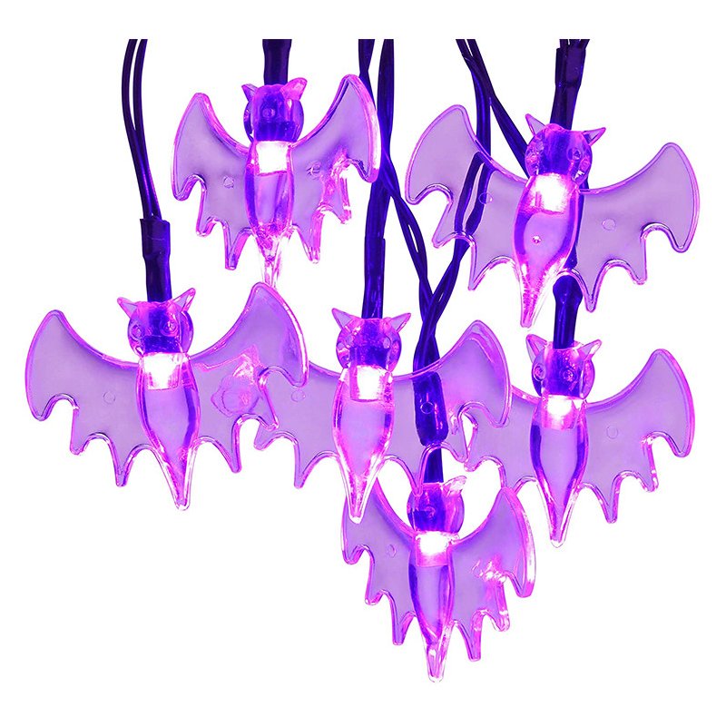 LED Solar String Light Purple Spider Light for Halloween Party Garden Home Yard Decorations Purple Bat