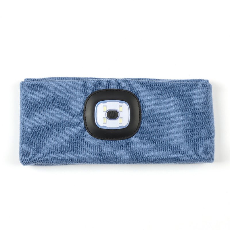 LED Sports Headband With Light, USB Rechargeable LED Headlamp Sweat-absorbing Knitted Headband For Outdoor Running Camping Fishing Hiking, Gifts For Men Women flame shadow blue