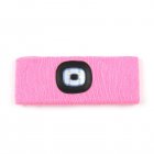 LED Sports Headband With Light, USB Rechargeable LED Headlamp Sweat-absorbing Knitted Headband For Outdoor Running Camping Fishing Hiking, Gifts For Men Women pink