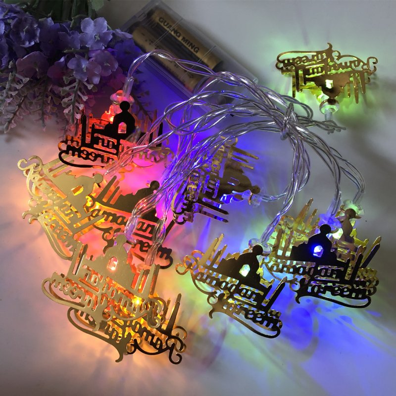 LED String Light Iron Letter Night Lamp for Eid Mubarak/Ramadan Decoration colors
