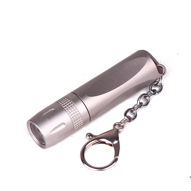 LED T6 Mini Flashlight Keychain with Hanging Buckle for Outdoor Use Gray_Model 1464