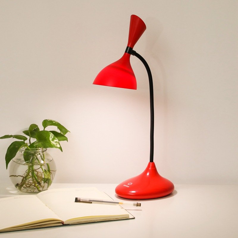 LED Table Lamp USB Charging 3 Modes Adustable Touch Control Eye Protection Light Long tail red_14 * 11 * 40cm