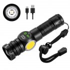 LED Torch, Digital Display USB Rechargeable Flashlight, 250000 Lumens Brightest Torch With COB Side Light Mode, 5 Lighting Modes Telescopic Zoom Flashlight Contains 3000 mAh battery