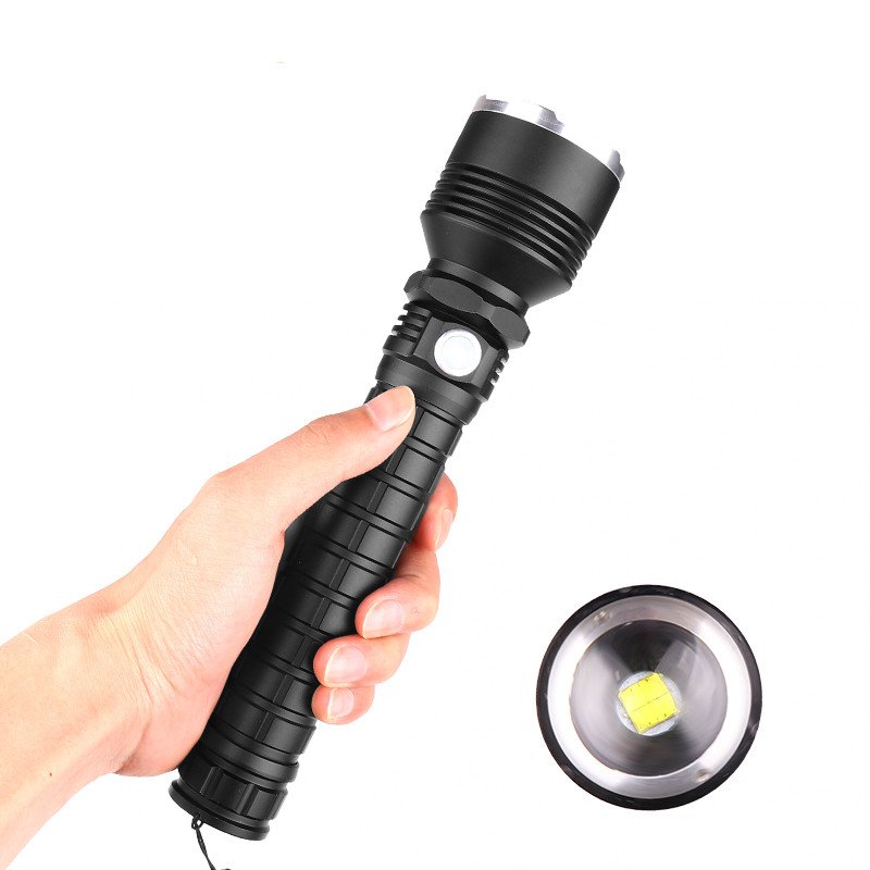 LED USB Charging Flashlight with Low Power Reminder Function for Outdoor Camping Expedition black_Model P515-2