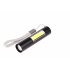 LED XPE  COB Mini USB Rechargeable Flashlight with Hanging Rope black Model 1463 COB