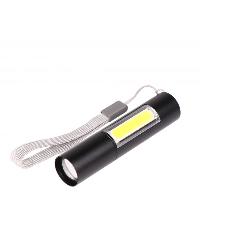 LED XPE+ COB Mini USB Rechargeable Flashlight with Hanging Rope black_Model 1463-COB