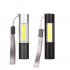 LED XPE  COB Mini USB Rechargeable Flashlight with Hanging Rope black Model 1463 COB