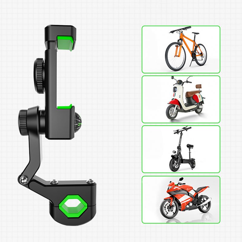 Bike Phone Mount Free Rotation Bicycle Handlebar Cell Phone Holder With 2500mAh Front Lights Spherical Compass black Handlebar no light