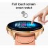 LEMFO V12 Full Touch Smart Watch Waterproof Heart Rate Monitoring Blood Pressure Smart Wristband Golden frame   pink leather