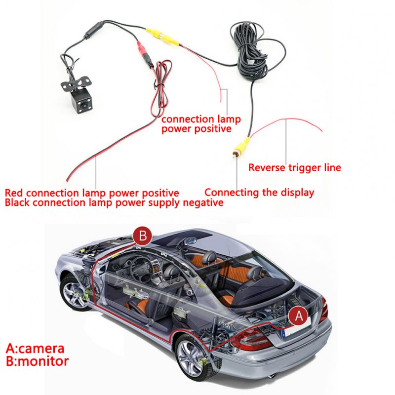 Car Frontview Rearview Camera Night Vision Diving Reverse Parking Wide Angle Cam Recorder 