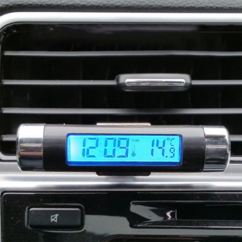 2 in 1 Car Digital LCD Thermometer Clock Calendar Automotive Backlight Clock  