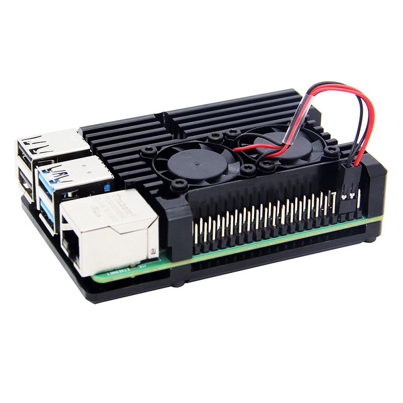 For Raspberry Pi 4 Aluminum Metal Case Box with Dual Fan Heat Sink