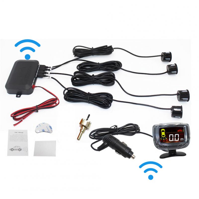 Wireless Car Parking Sensor Set LCD Display 4 Probe Backup Reversing Radar Monitor Detector System 