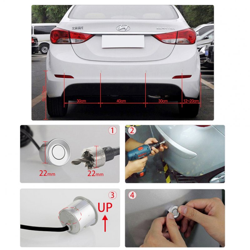 Wireless Car Parking Sensor Set LCD Display 4 Probe Backup Reversing Radar Monitor Detector System 