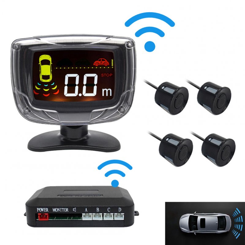 Wireless Car Parking Sensor Set LCD Display 4 Probe Backup Reversing Radar Monitor Detector System 