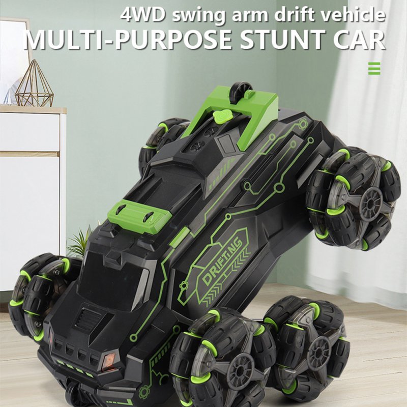 Remote Control Six-wheel Stunt Car Gesture Gravity Control Watch RC 2.4g Children Toy Car Green