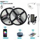 LUNSY Music Control LED Strip Light Set  IP65 Waterproof 300 LEDs RGB 5050 SMD Color Changing Light Set   20 Key Wifi Smart IR Controller   12V 5A Power Supply