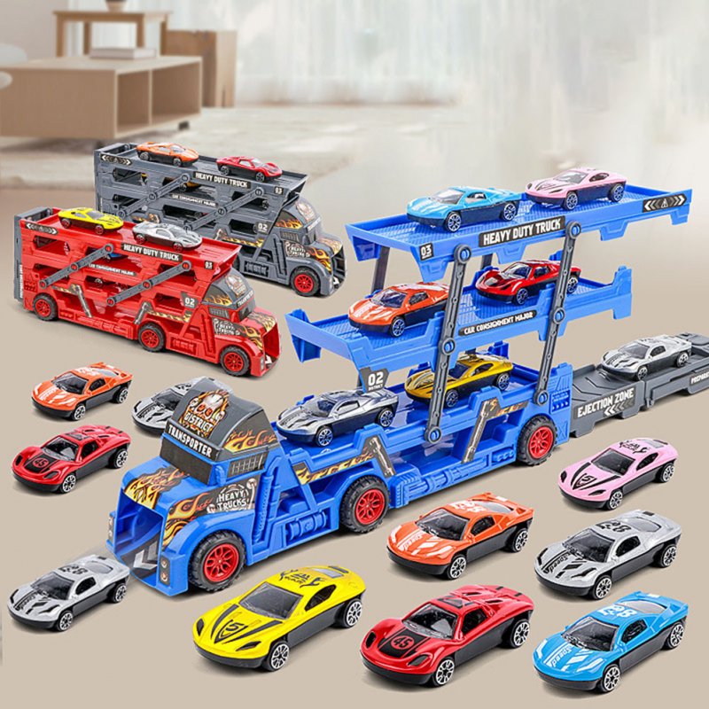 Three-layer Deformed Big  Construction  Trucks  Set Container Truck Transporter Vehicle Small Car Model Kit Birthday Gifts For Boys 