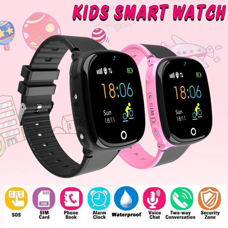 HW11 Smart Watch Kids GPS Bluetooth Pedometer Positioning IP67 Waterproof Watch for Children Safe Smart Wristband Android IOS blue