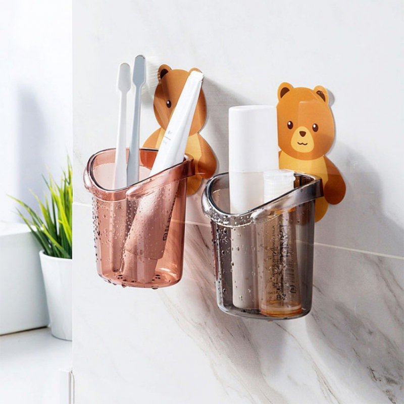 Bear  Storage  Cup Wall Mount Toothbrush Toothpaste Cup Holder Case Bathroom Accessories 