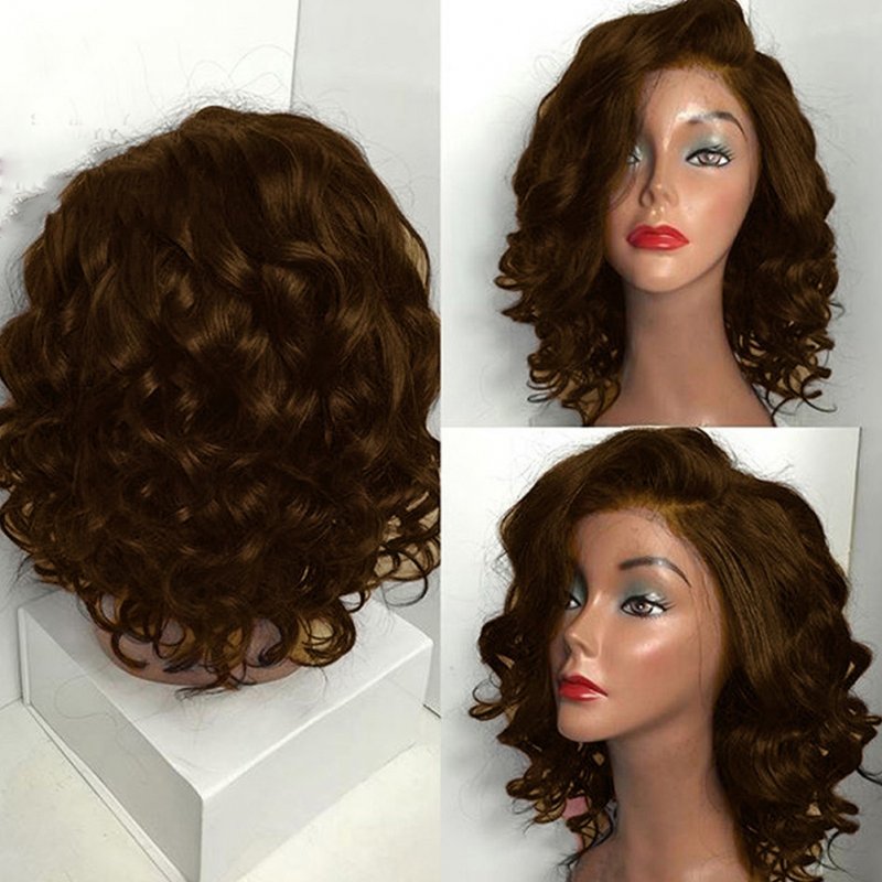 short brown curly wig