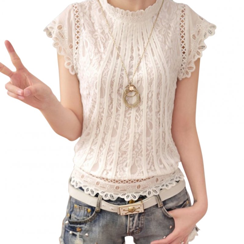 Ladies Loose Crochet Lace Shirt